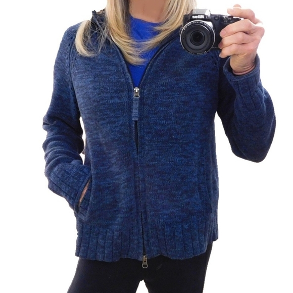 Eddie Bauer Sweaters - WMNS EDDIE BAUER 100% COTTON BLUE ZIP CARDIGAN